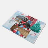 Großer Dane Hund im Schnee Weihnachtshundehaus Fußmatte (Schrägansicht)