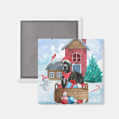 Großer Dane Hund im Schnee Weihnachtshundehaus Magnet (Vorderseite/Rückseite)