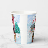 Großer Dane Hund im Schnee Weihnachtshundehaus Pappbecher (Links)