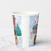 Großer Dane Hund im Schnee Weihnachtshundehaus Pappbecher (Rechts)