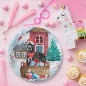 Großer Dane Hund im Schnee Weihnachtshundehaus Pappteller (Party)