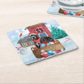 Großer Dane Hund im Schnee Weihnachtshundehaus Rechteckiger Pappuntersetzer (angewinkelt)