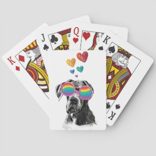 Großer Däne Hund mit Herzen Valentinstag Spielkarten