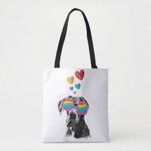 Großer Däne Hund mit Herzen Valentinstag  Tasche