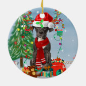 Großer Dane Hund mit Weihnachtsgeschenken Keramik Ornament (Hinten)