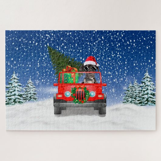 Großer Dane Hund mit Weihnachtsgeschenken Puzzle (Horizontal)