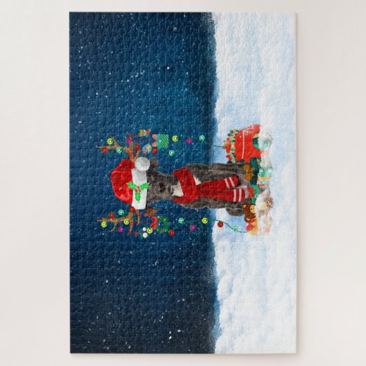 Großer Dane Hund mit Weihnachtsgeschenken Puzzle (Vertikal)