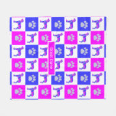 Großer Dane Hund & Paw Hot Pink und Blau Fleecedecke (Vorderseite (Horizontal))