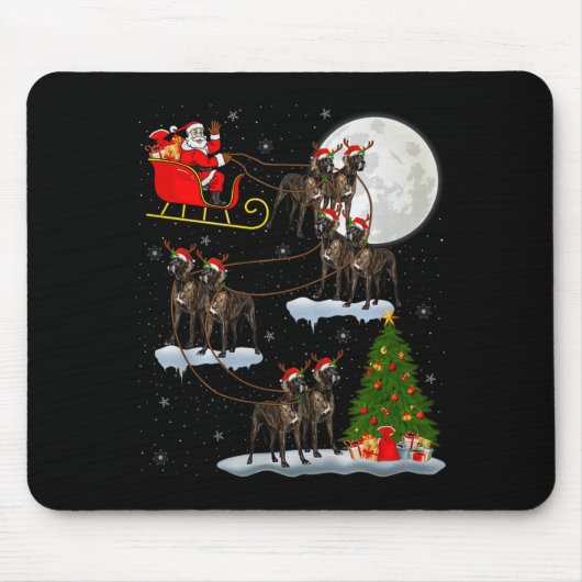 Großer Däne Hund Santa Schlitten Fliegend Lustig M Mousepad (Vorne)