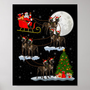 Großer Däne Hund Santa Schlitten Fliegend Lustig M Poster
