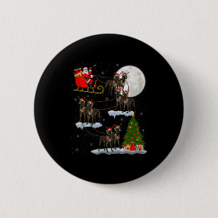 Großer Däne-Hund Santa-Schlitten Fliegender Lustig Button