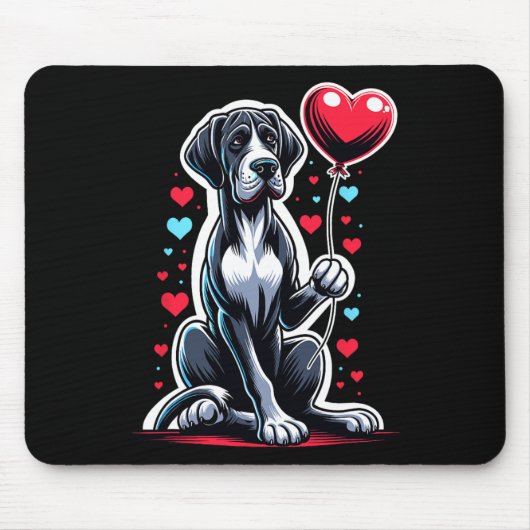 Großer Däne Hund Valentinstag Hundebesitzer Valent Mousepad (Vorne)