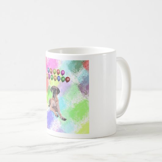 Großer Dane Hund wünscht Glück im neuen Jahr Kaffeetasse (VorderseiteRechts)