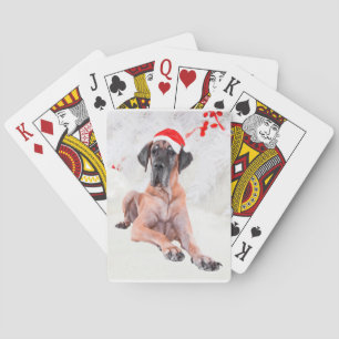 Großer Däne-Hundemütze Frohe Weihnachten Spielkarten