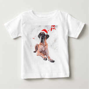 Großer Däne-Hundhut Frohe Weihnachten Baby T-shirt