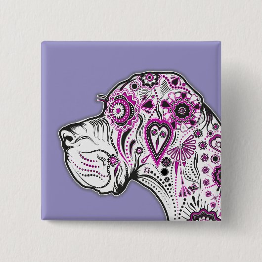 Großer Däne Illustrationskopf Button (Vorderseite)