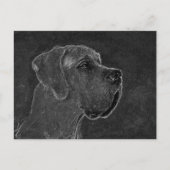 Großer Dane-Kopf-Kohle Zeichnend Postkarte (Vorderseite)