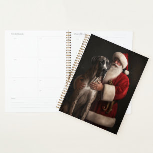 Großer Däne mit Weihnachtsmann Festive Weihnachten Planer