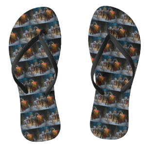 Großer Däne Schnee-Schlitten-Weihnachtsdekoration  Badesandalen