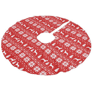 Großer Däne-Silhouette-Weihnachtsmuster Leinenimitat Weihnachtsbaumdecke