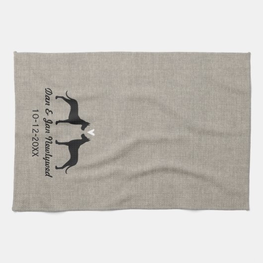 Großer Däne-Silhouetten mit Geschirrtuch (Horizontal)