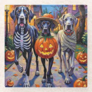 Großer Däne Trick-or-Treating Halloween Kostüme Glasuntersetzer