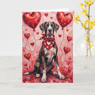 Großer Däne Valentinstag Hund mit Herzen Rot Karte
