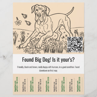 Großer Däne Vorlage Tear Off gefunden Flyer