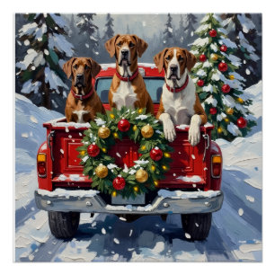 Großer Däne Weihnachten Rotes Lastwagen Urlaub Poster