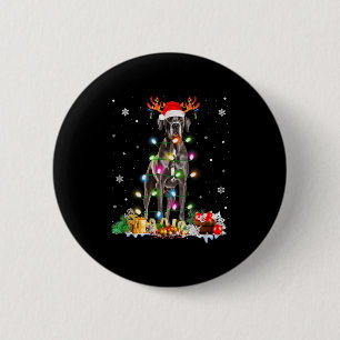 Großer Däne Weihnachten Santa Hut Feenlichter Pyja Button