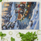 Großer Däne Weihnachtsboot Urlaub Geschirrtuch (Gefaltet)