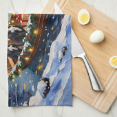 Großer Däne Weihnachtsboot Urlaub Geschirrtuch (Viertel Falte)