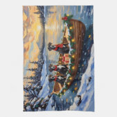 Großer Däne Weihnachtsboot Urlaub Geschirrtuch (Vertikal)