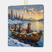Großer Däne Weihnachtsboot Urlaub Keramikornament (Links)