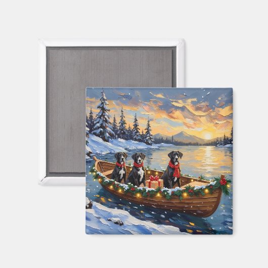 Großer Däne Weihnachtsboot Urlaub Magnet (Vorderseite/Rückseite)