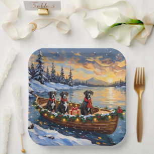 Großer Däne Weihnachtsboot Urlaub Pappteller