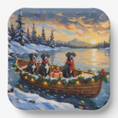 Großer Däne Weihnachtsboot Urlaub Pappteller (Vorderseite)