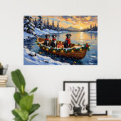 Großer Däne Weihnachtsboot Urlaub Poster (Heimbüro)