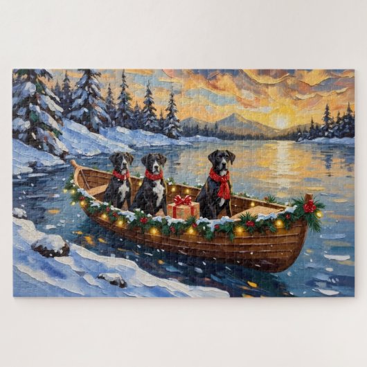 Großer Däne Weihnachtsboot Urlaub Puzzle (Horizontal)