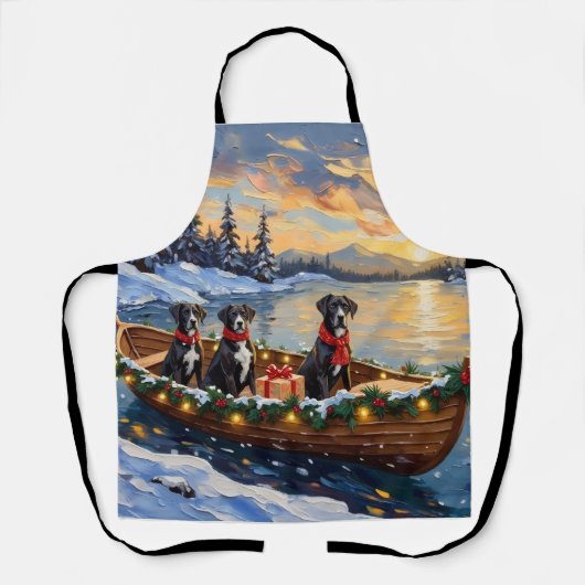 Großer Däne Weihnachtsboot Urlaub Schürze (Vorderseite)