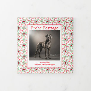 Großer Däne Weihnachtskarte Trifold Dreifach Gefaltete Urlaubskarte
