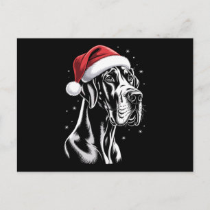 Großer Däne Weihnachtsmannmütze Schwarz Weiß Weihn Feiertagspostkarte