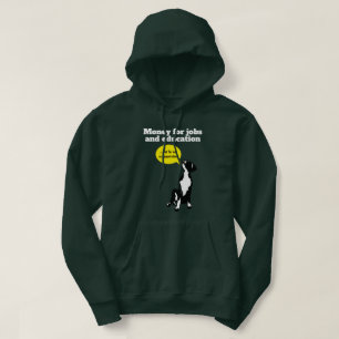 Großer Däne-Welpe Protest gegen Geld für Jobs und Hoodie