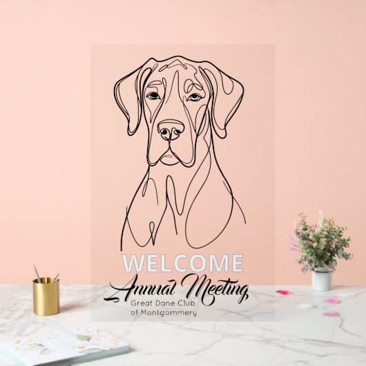 Großer Däne Willkommen  Acrylschild (Hochzeit)