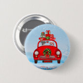 Großer Dänen-Hund in Auto mit dem Weihnachtsmann Button (Vorne & Hinten)