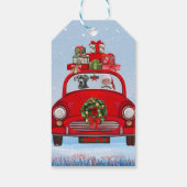 Großer Dänen-Hund in Auto mit dem Weihnachtsmann Geschenkanhänger (Rückseite)