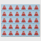 Großer Dänen-Hund in Auto mit dem Weihnachtsmann Geschenkpapier (Flach)