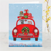Großer Dänen-Hund in Auto mit dem Weihnachtsmann Karte (Gelbe Blume)