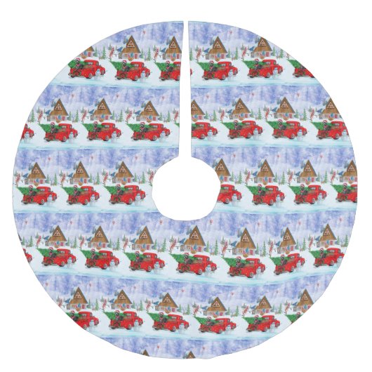 Großer Dänen-Hund in der Weihnachtslieferung LKW-S Polyester Weihnachtsbaumdecke (Vorderseite)