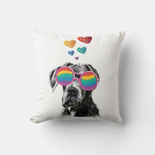 Großer Dänischer Hund mit Herzen Valentinstag Kissen